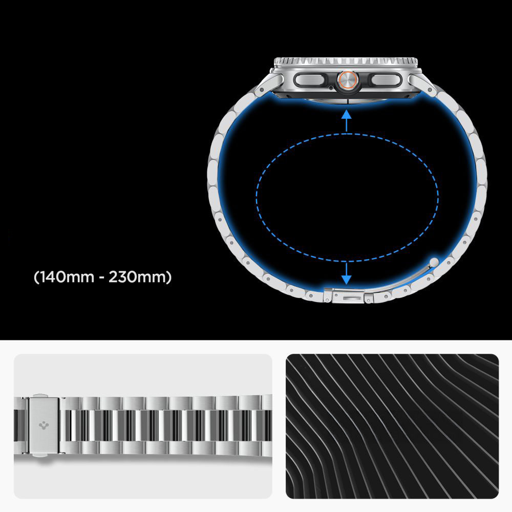 Armband für Galaxy Watch 9 40 mm / 44 mm / 8 40 mm / 44 mm / 8 Classic 46 mm, Spigen Modern Fit, Silbern