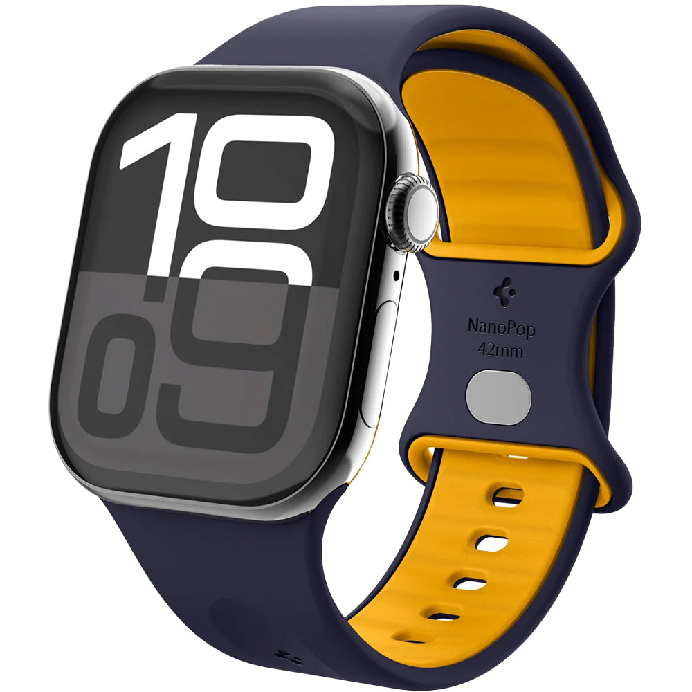 Armband für Apple Watch 42/41/40/38mm, Spigen Nano Pop, Dunkelblau-Gelb
