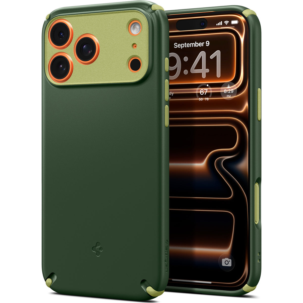Handyhülle für iPhone 17 Pro, Spigen Nano Pop Hybrid Mag mit MagSafe, Grün