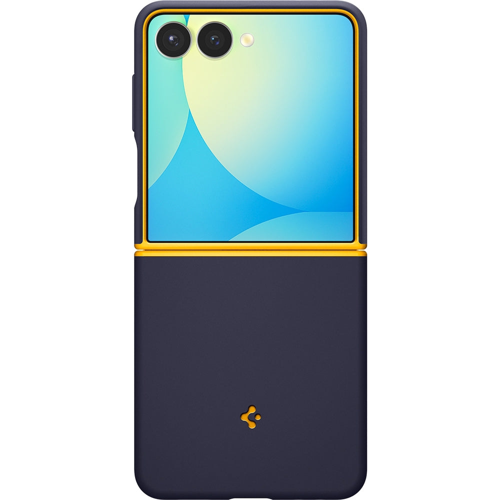 Handyhülle für Galaxy Z Flip7, Spigen Nano Pop Mag mit MagSafe, Dunkelblau und Gelb