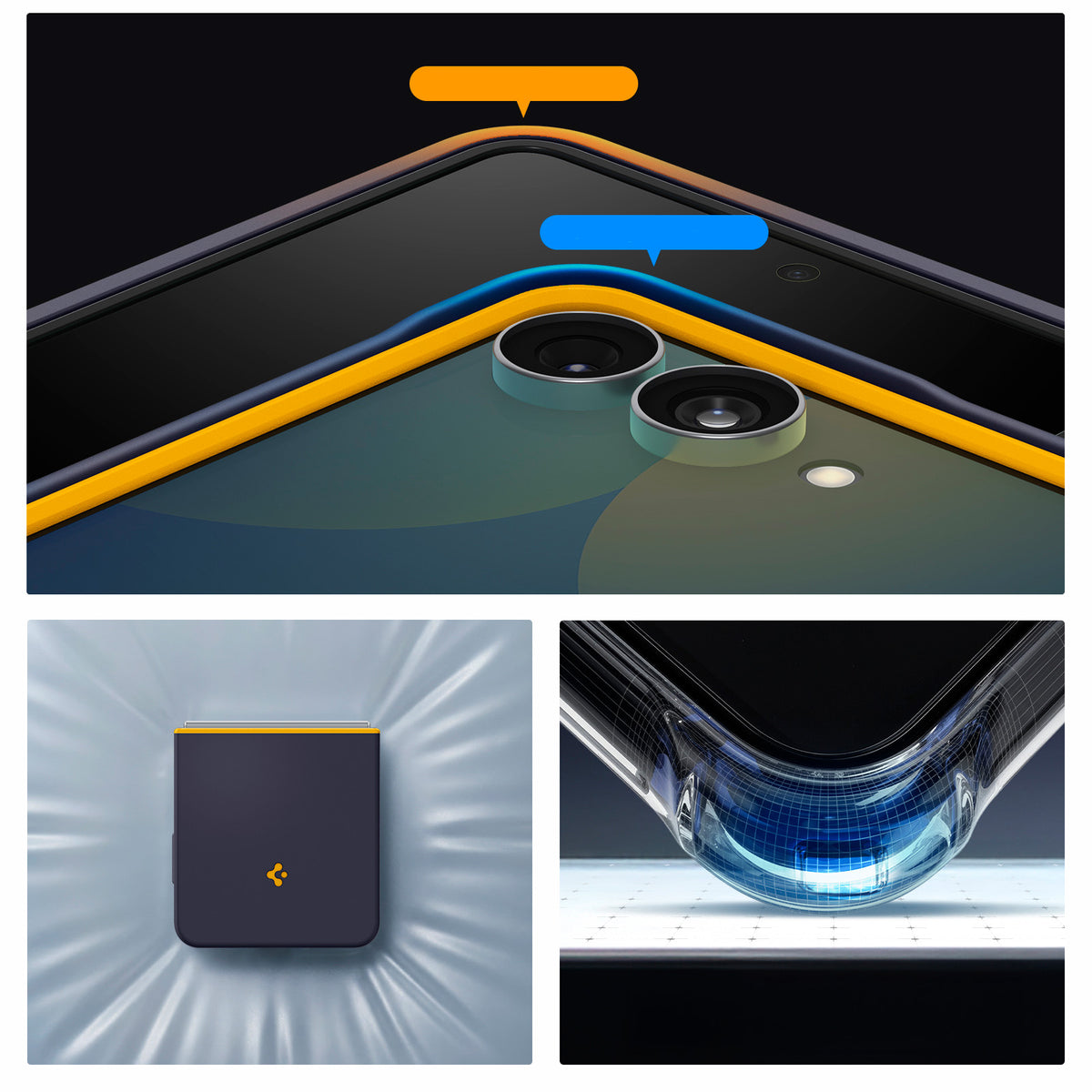 Handyhülle für Galaxy Z Flip8, Spigen Nano Pop Mag mit MagSafe, Dunkelblau-Gelb