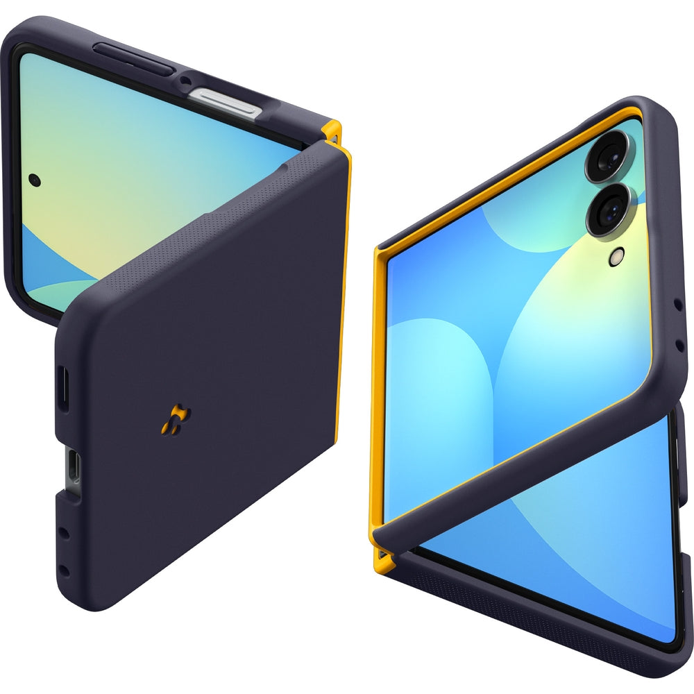 Handyhülle für Galaxy Z Flip8, Spigen Nano Pop Mag mit MagSafe, Dunkelblau-Gelb