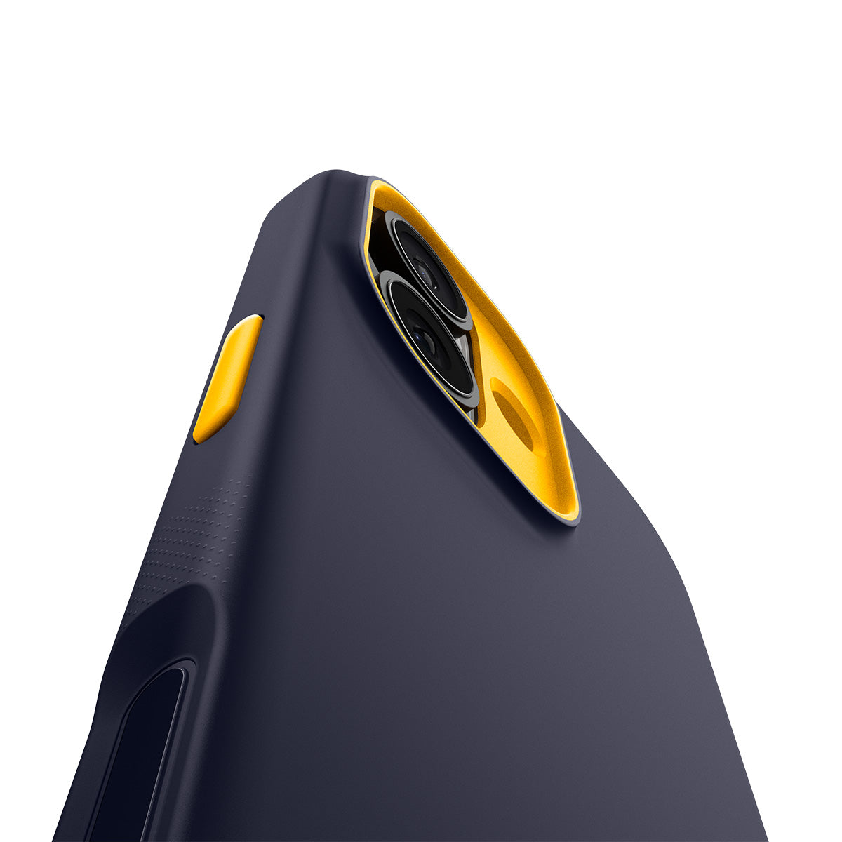 Handyhülle für iPhone 17, Spigen Nano Pop Mag mit MagSafe, Dunkelblau und Gelb