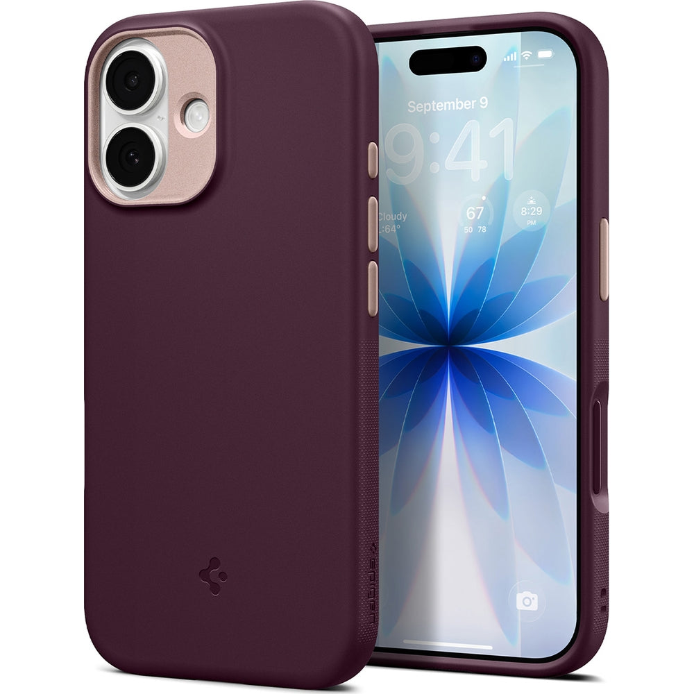 Handyhülle für iPhone 17, Spigen Nano Pop Mag mit MagSafe, Dunkelrot-Rosa