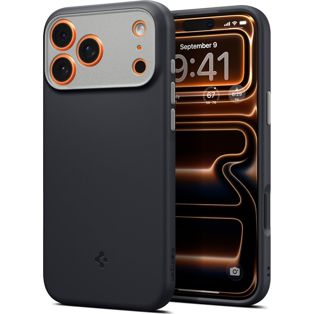 Handyhülle für iPhone 17 Pro, Spigen Nano Pop Mag mit MagSafe, Schwarz und Grau