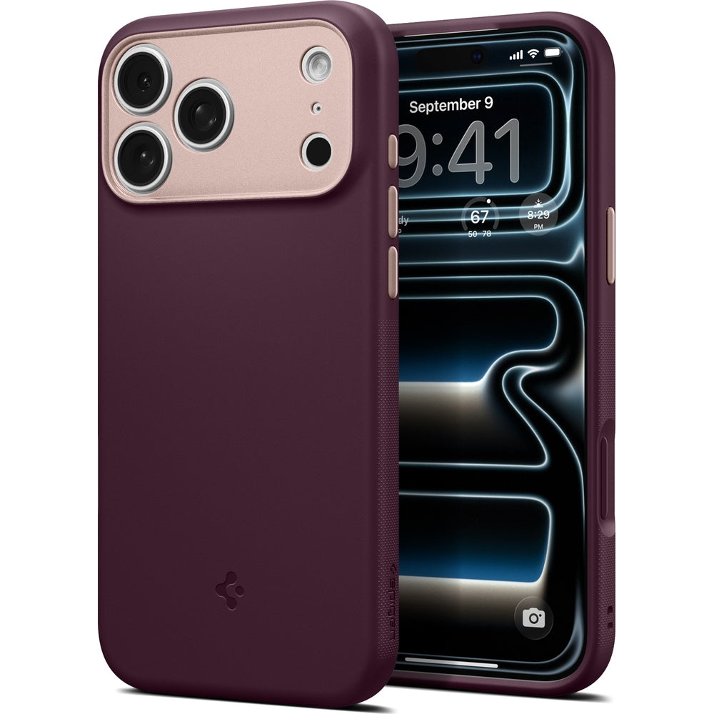Handyhülle für iPhone 17 Pro Max, Spigen Nano Pop Mag mit MagSafe, Dunkelrot-Rosa