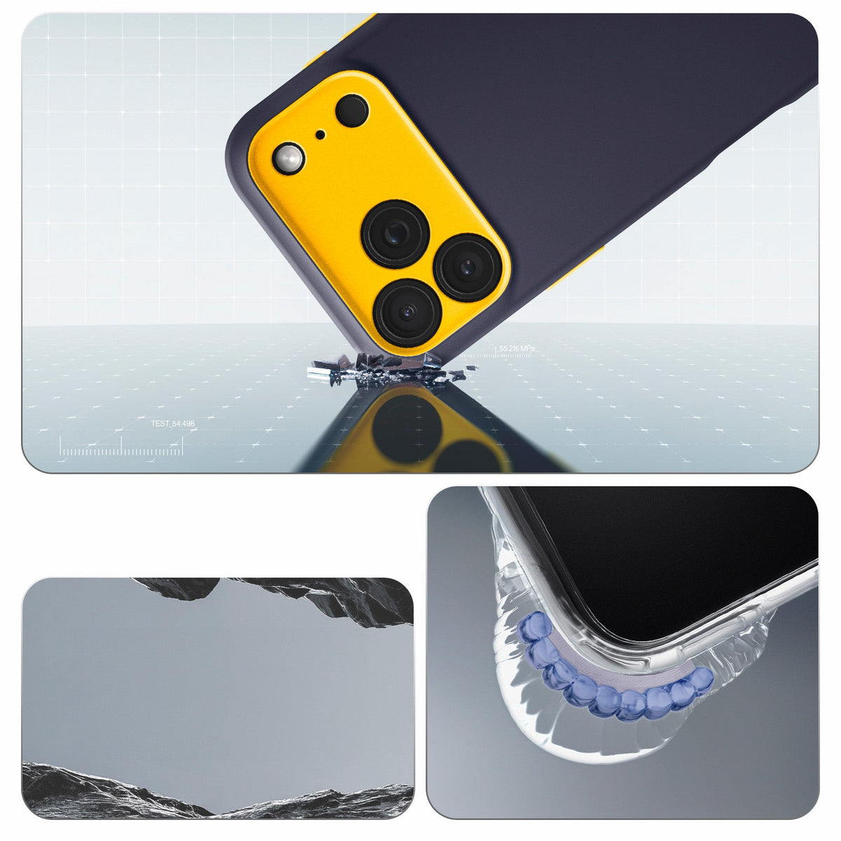 Handyhülle für iPhone 17 Pro Max, Spigen Nano Pop Mag mit MagSafe, Dunkelblau und Gelb