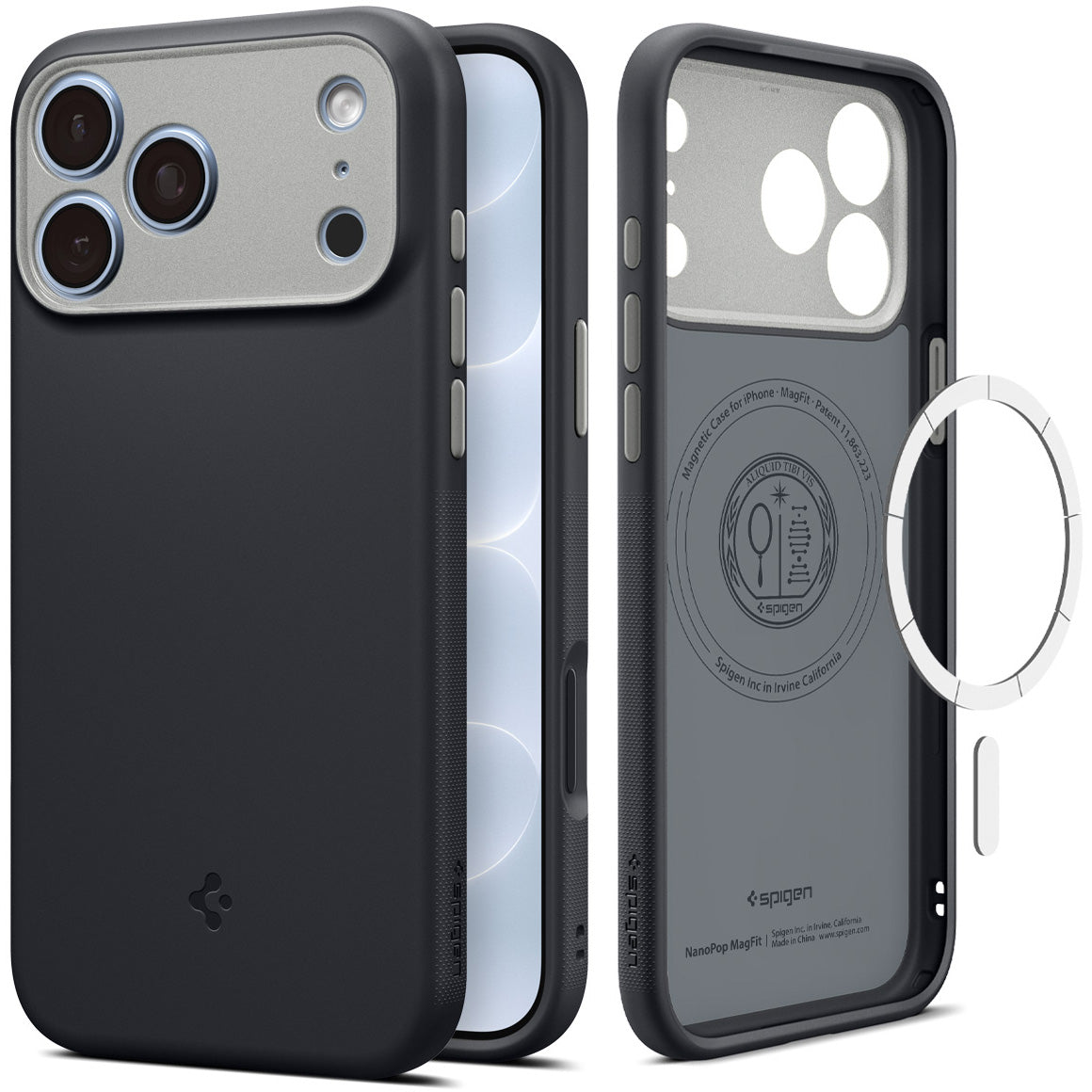 Handyhülle für iPhone 18 Pro, Spigen Nano Pop Mag mit MagSafe, Schwarz-Grau (1/9)