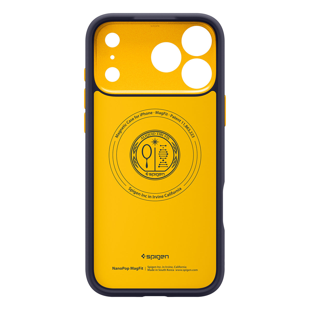 Handyhülle für iPhone 18 Pro, Spigen Nano Pop Mag mit MagSafe, Dunkelblau-Gelb (6/9)