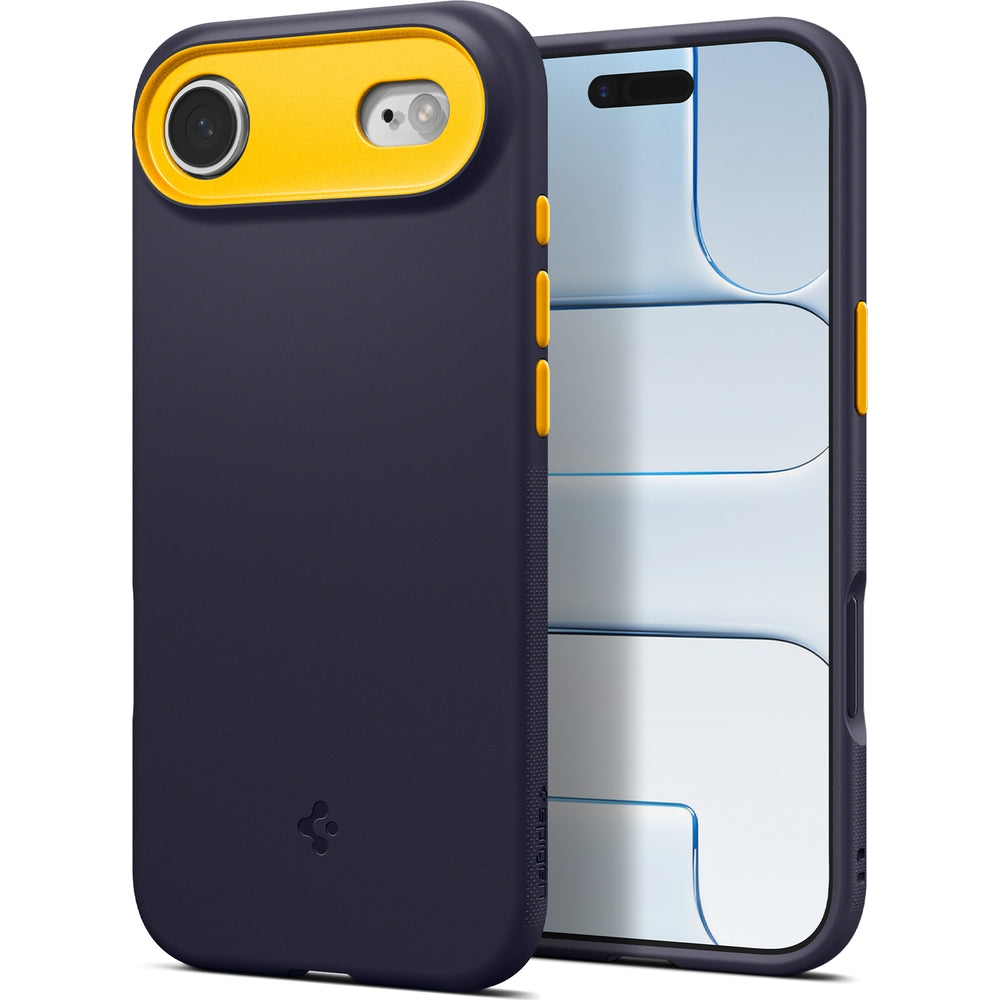 Handyhülle für iPhone Air, Spigen Nano Pop Mag mit MagSafe, Dunkelblau und Gelb