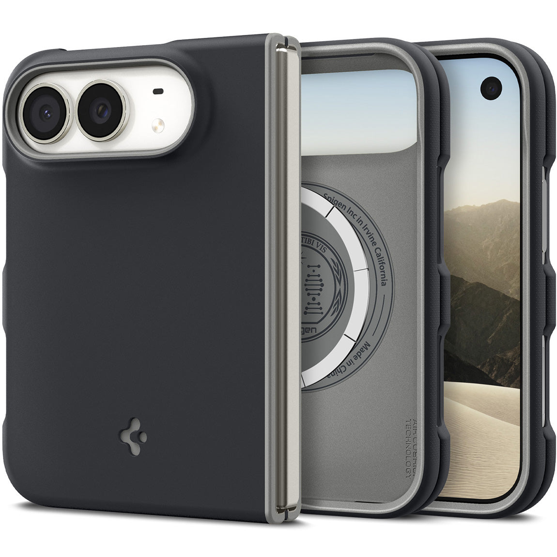 Handyhülle für iPhone Duo, Spigen Nano Pop Mag mit MagSafe, Schwarz-Grau (1/16)