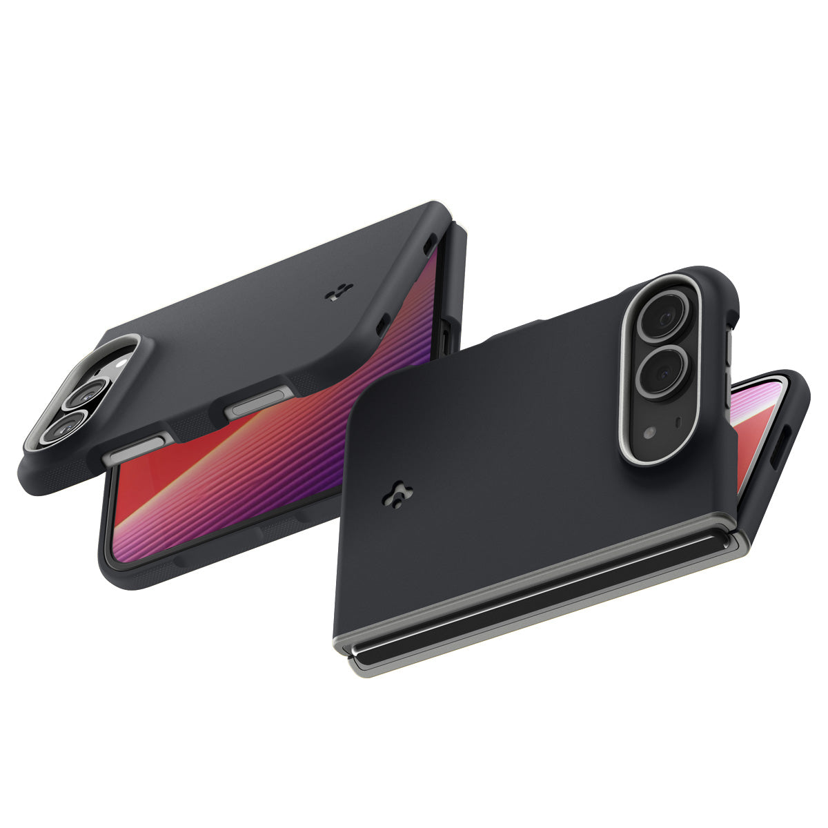 Handyhülle für iPhone Duo, Spigen Nano Pop Mag mit MagSafe, Schwarz-Grau (15/16)