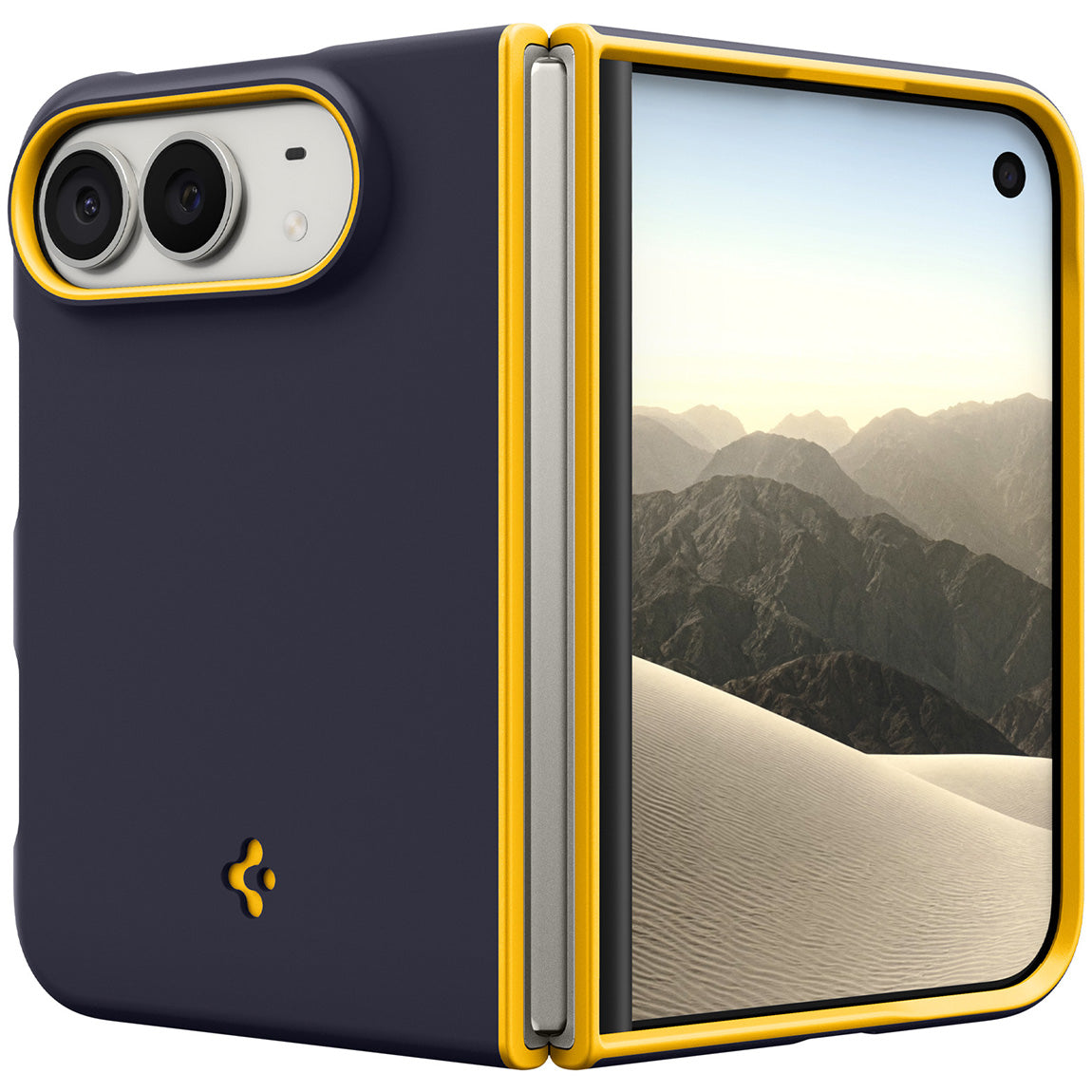 Handyhülle für iPhone Duo, Spigen Nano Pop Mag mit MagSafe, Dunkelblau-Gelb (7/16)