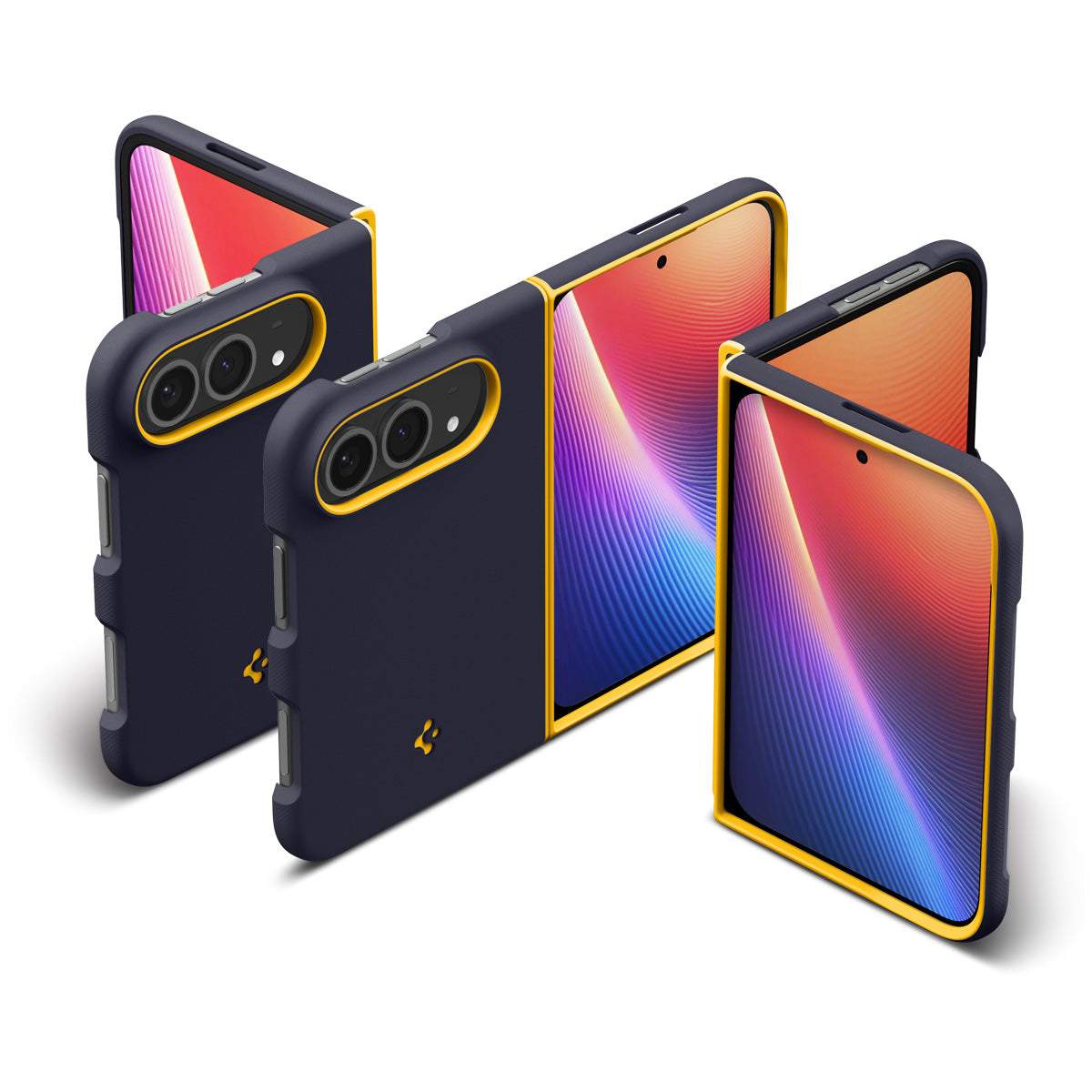 Handyhülle für iPhone Duo, Spigen Nano Pop Mag mit MagSafe, Dunkelblau-Gelb (9/16)