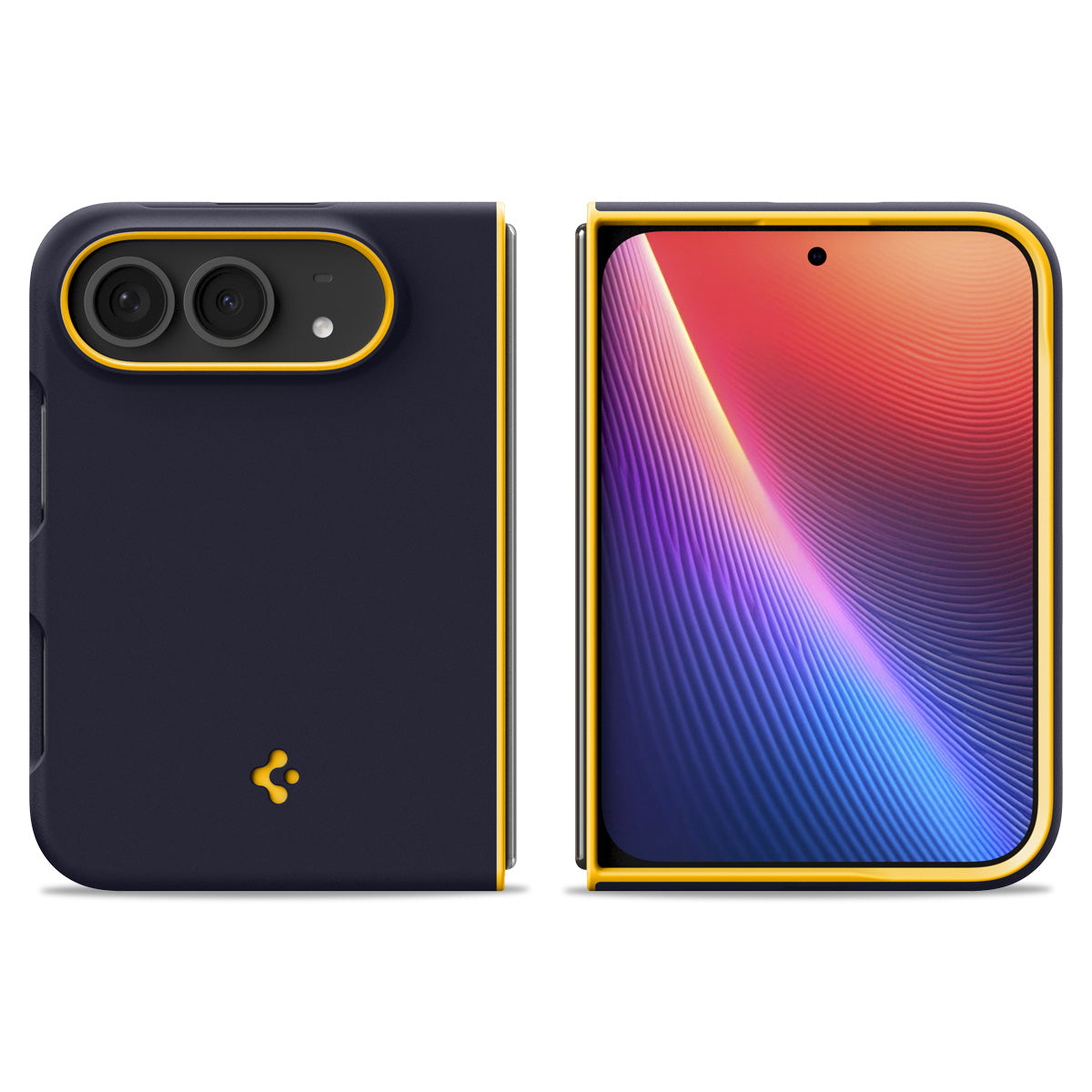 Handyhülle für iPhone Duo, Spigen Nano Pop Mag mit MagSafe, Dunkelblau-Gelb (11/16)