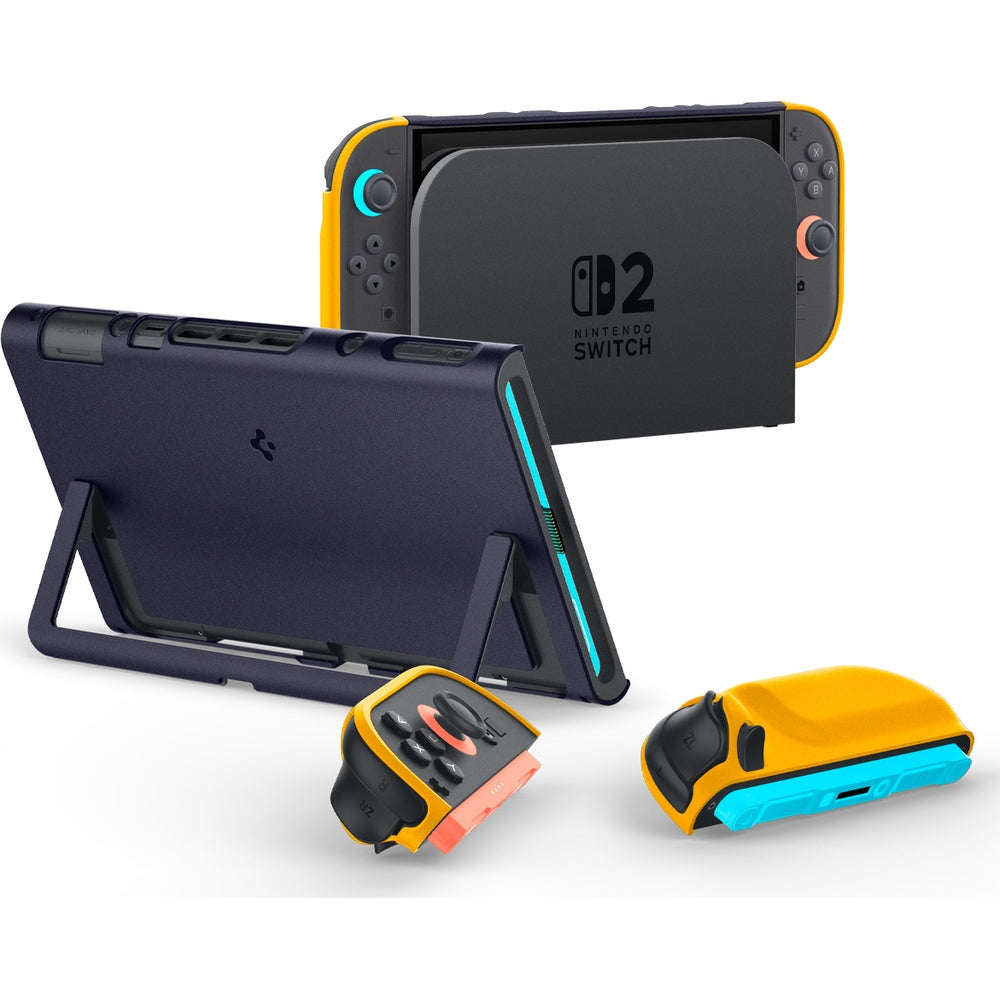 Hülle für Nintendo Switch 2, Spigen Nano Pop V2, Dunkelblau-Gelb
