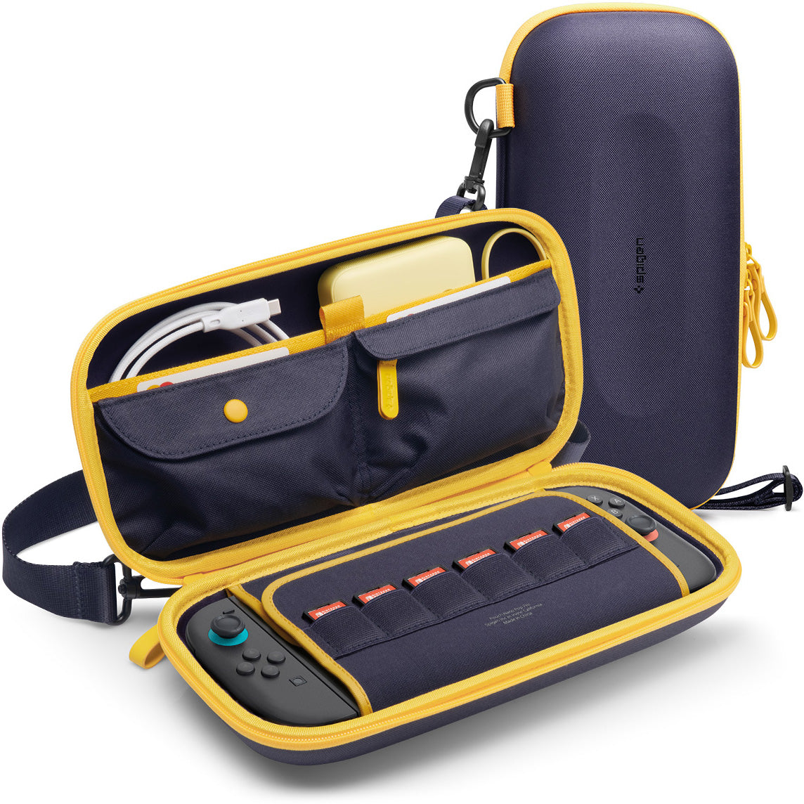 Hülle für Nintendo Switch 2, Spigen Nano Pop Pro Pouch, Dunkelblau-Gelb