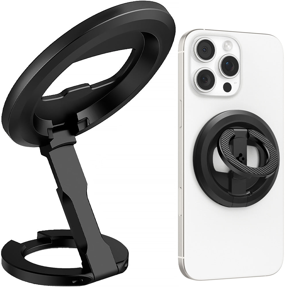 Magnetischer Fingerhalter Stand für MagSafe, Spigen O-Mag Phone Holder MagFit OM102, Schwarz