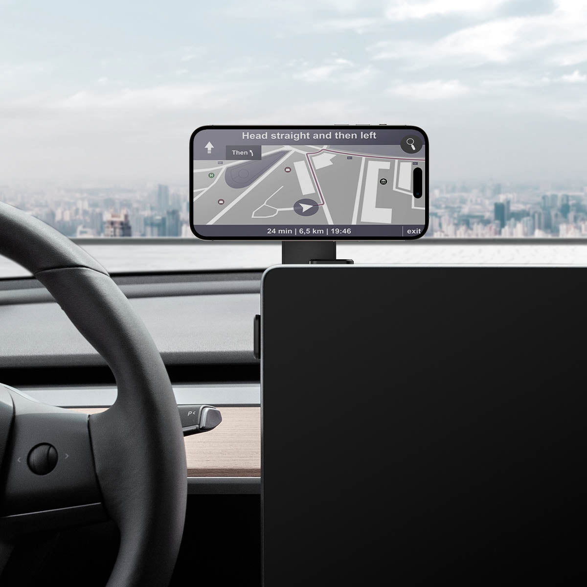 Auto Handyhalterung Spigen OneTap 3 ITT90-3 für Tesla Model 3 / Y / X (2021) / S (2021) für iPhone mit MagSafe, Schwarz