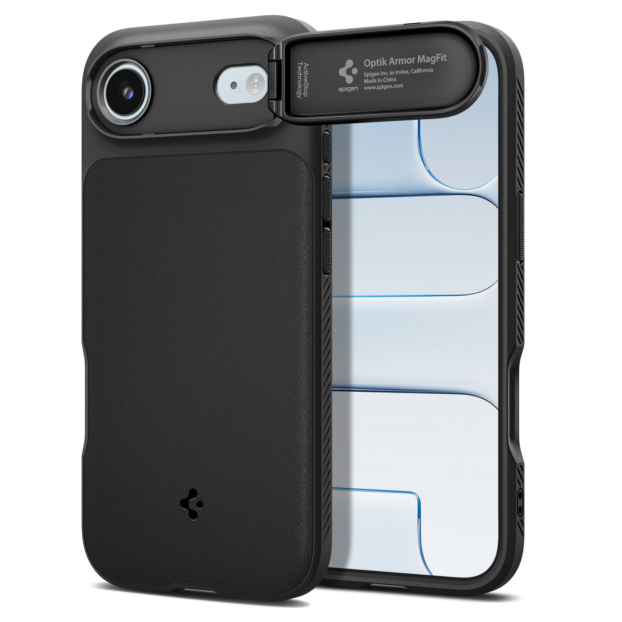 Handyhülle für iPhone Air, Spigen Optik Armor Mag mit MagSafe, Schwarz