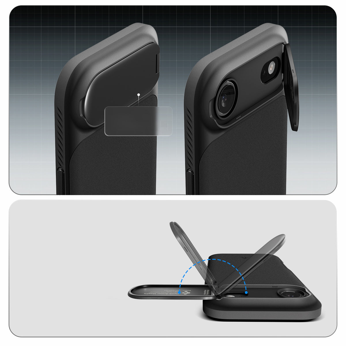 Handyhülle für iPhone Air, Spigen Optik Armor Mag mit MagSafe, Schwarz