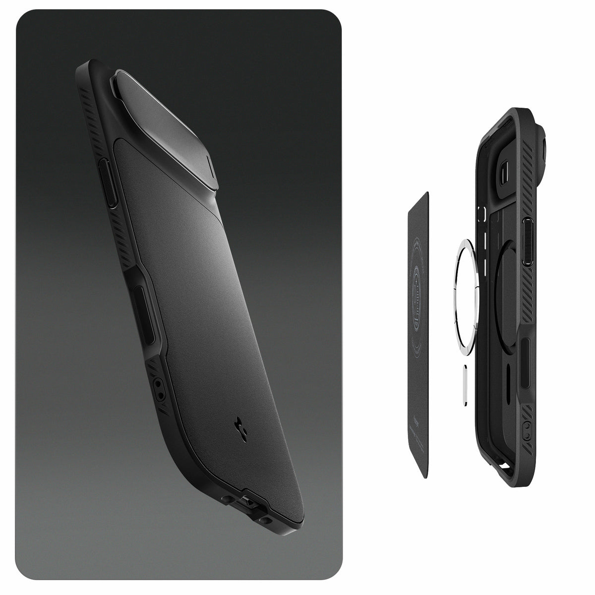 Handyhülle für iPhone Air, Spigen Optik Armor Mag mit MagSafe, Schwarz