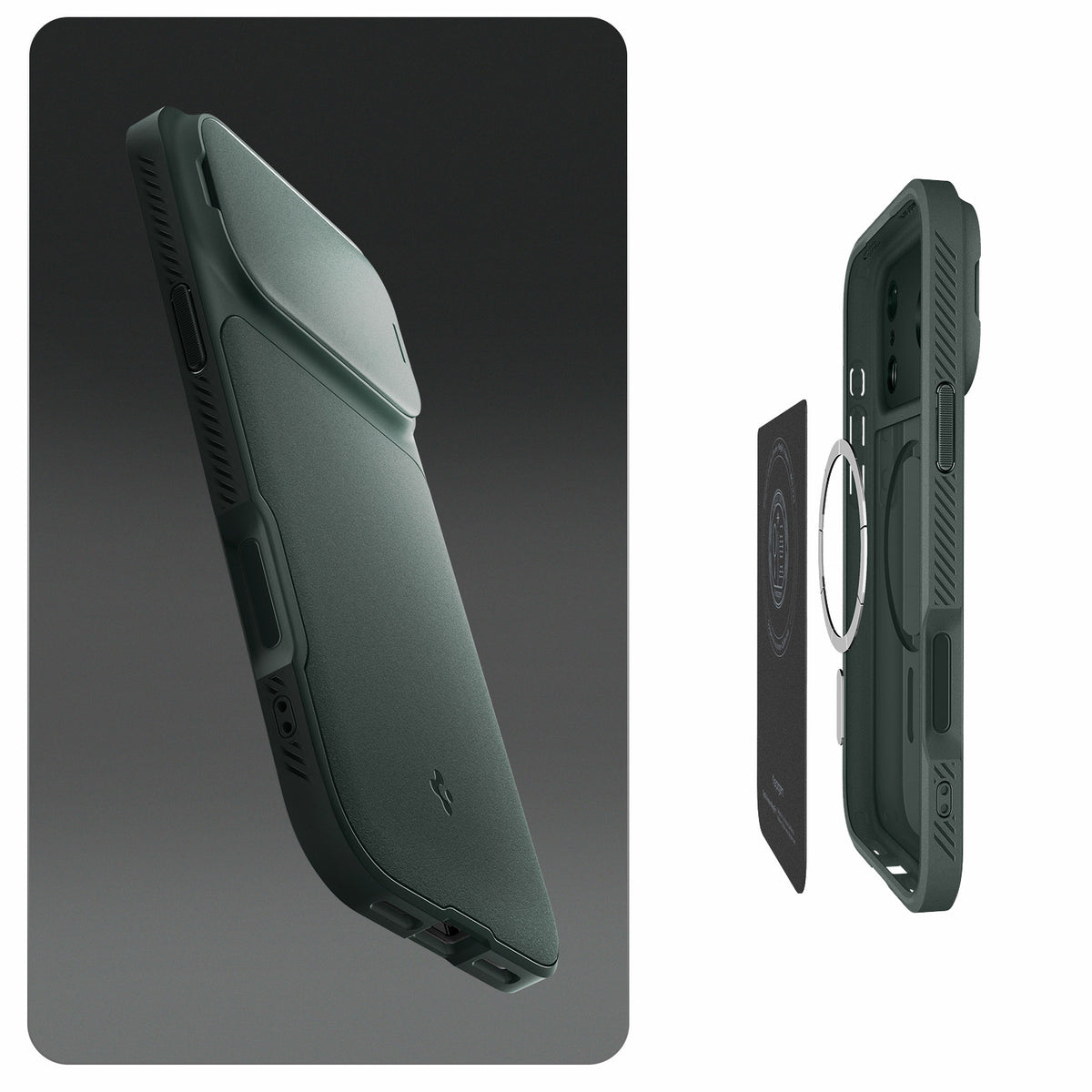 Handyhülle für iPhone 18 Pro / 17 Pro, Spigen Optik Armor Mag mit MagSafe, Grün