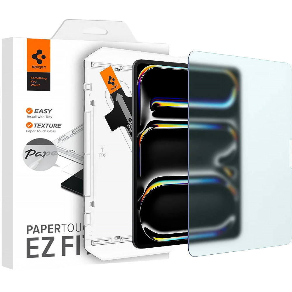 Glas + Applikator für iPad Pro 13" 2025 / 2024, Spigen Paper Touch EZ Fit, Matt