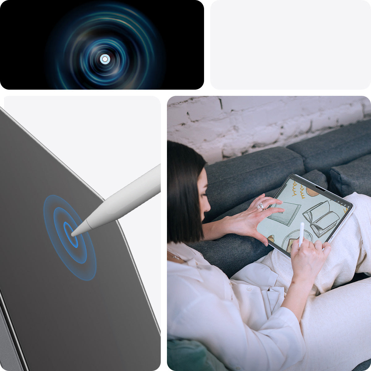 Glas + Applikator für iPad Pro 13" 2025 / 2024, Spigen Paper Touch EZ Fit, Matt