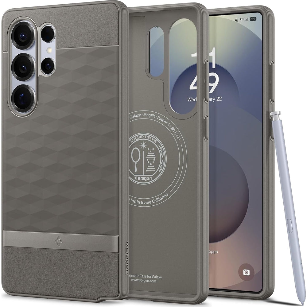 Handyhülle für Galaxy S25 Ultra, Spigen Parallax Mag mit MagSafe, Grau