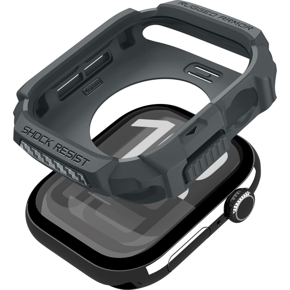 Schutzhülle für Apple Watch 11 / 10 46 mm, Spigen Rugged Armor 2, Grau