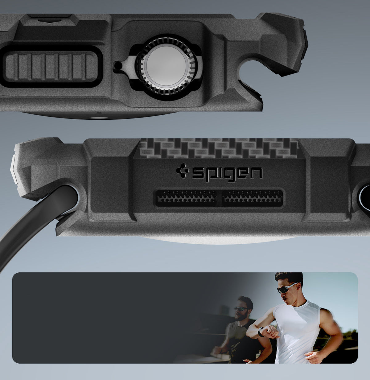 Schutzhülle für Apple Watch 11 / 10 46 mm, Spigen Rugged Armor 2, Schwarz