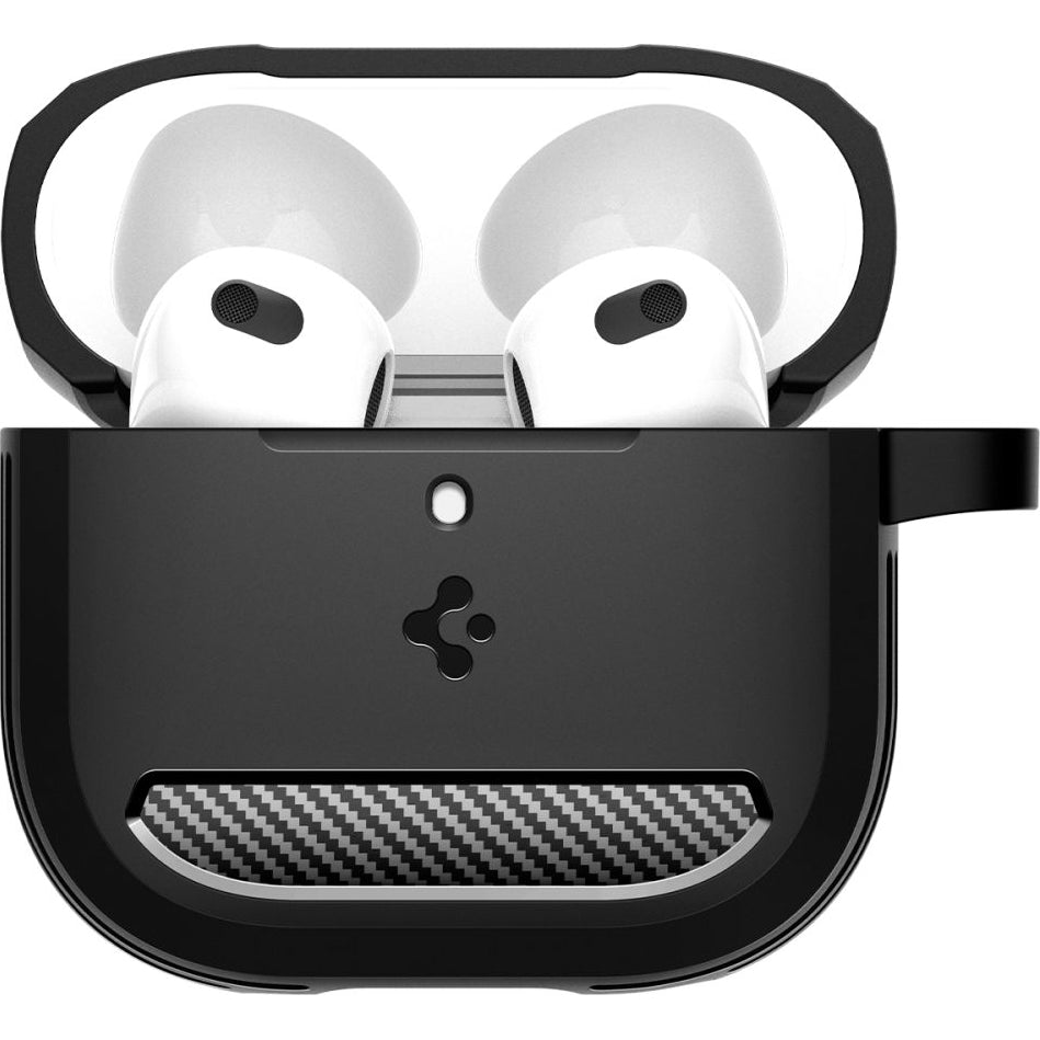 Schutzhülle für Apple AirPods 4, Spigen Rugged Armor, Schwarz