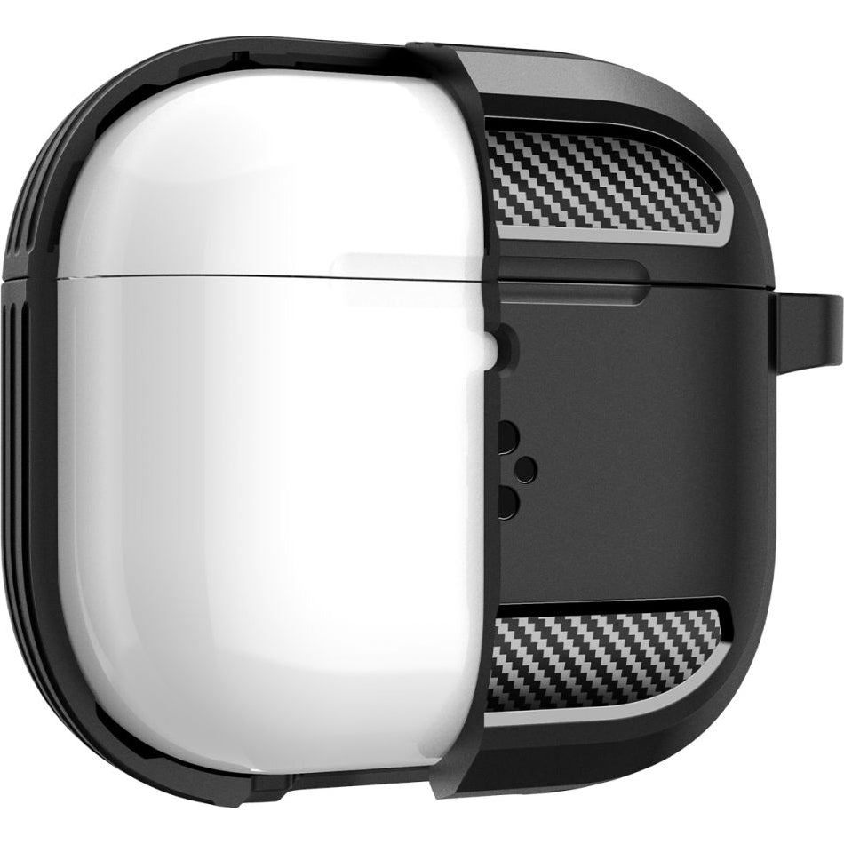 Schutzhülle für Apple AirPods 4, Spigen Rugged Armor, Schwarz