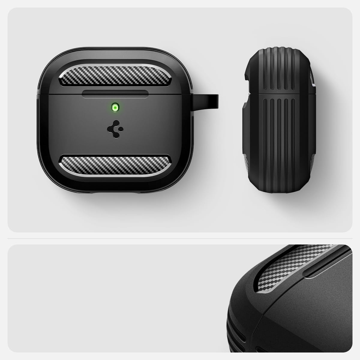Schutzhülle für Apple AirPods 4, Spigen Rugged Armor, Schwarz
