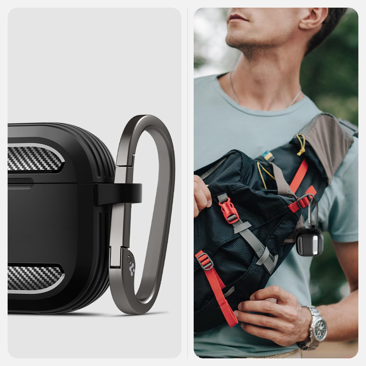 Schutzhülle für Apple AirPods 4, Spigen Rugged Armor, Schwarz
