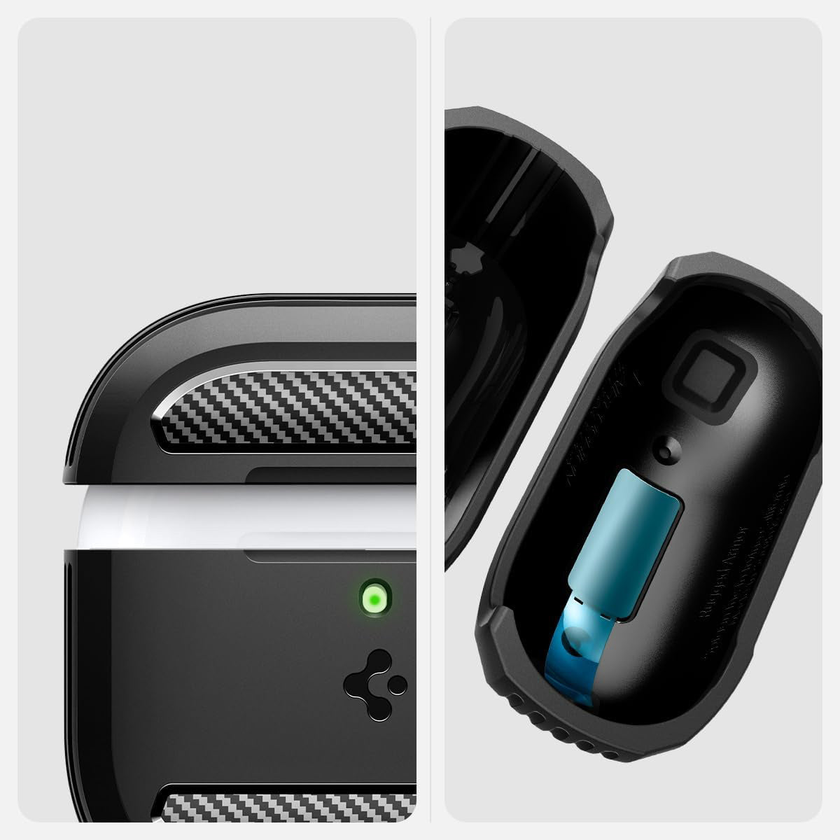 Schutzhülle für Apple AirPods 4, Spigen Rugged Armor, Schwarz