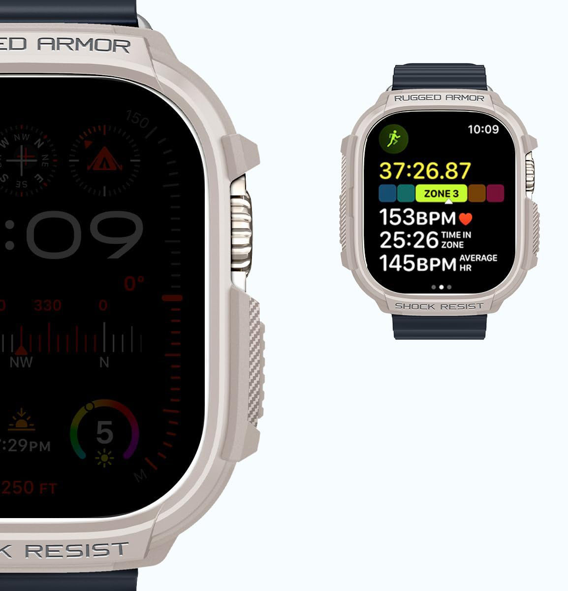 Schutzhülle für Apple Watch Ultra 3/2/1 49mm, Spigen Rugged Armor, Beige