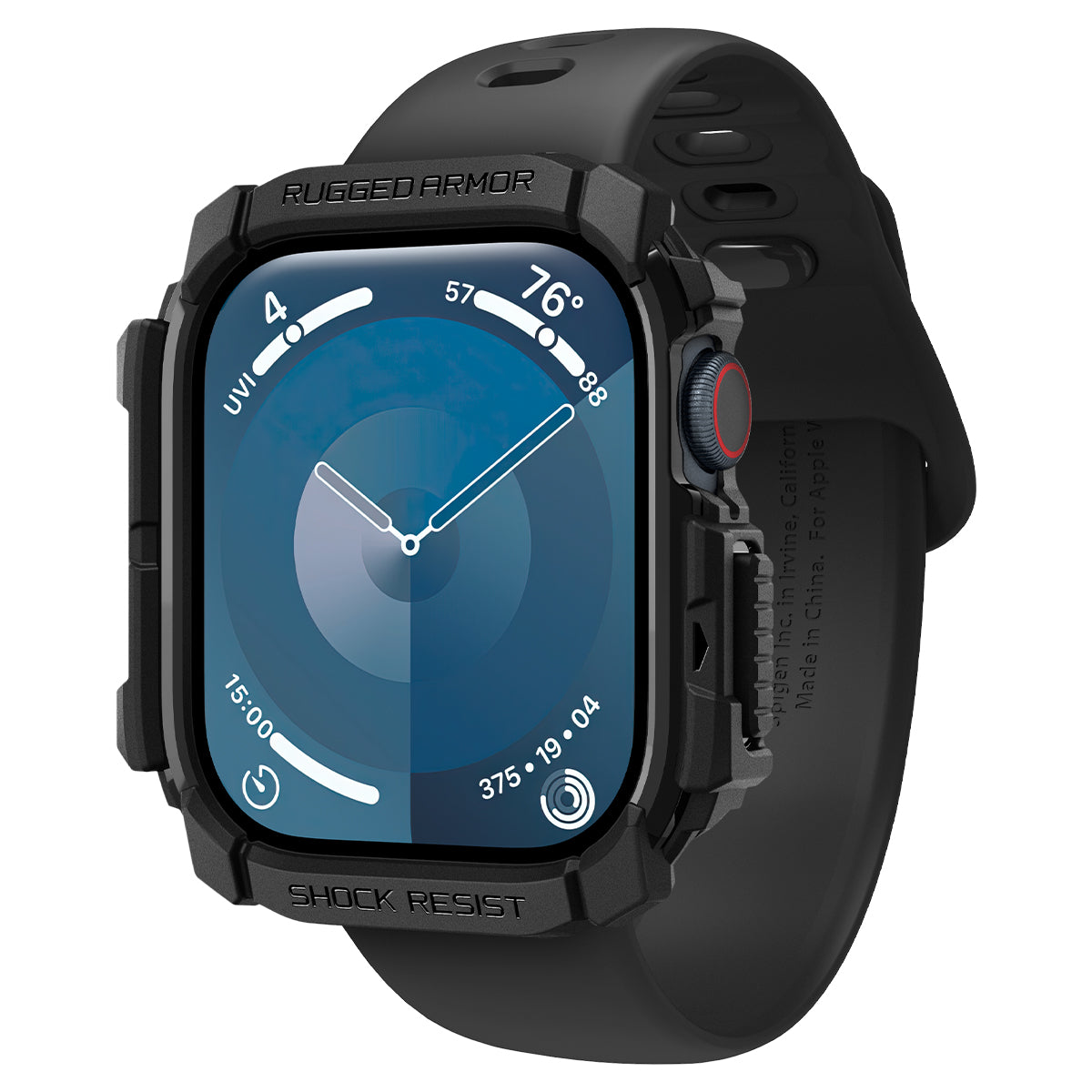 Schutzhülle für Apple Watch 10 46 mm, Spigen Rugged Armor, Schwarz
