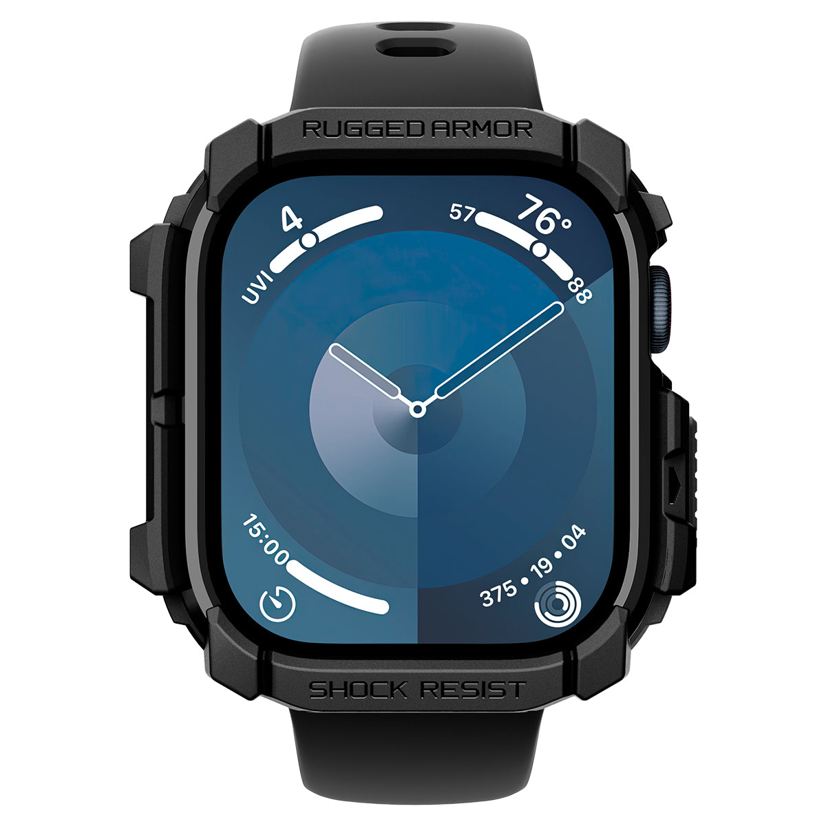 Schutzhülle für Apple Watch 10 46 mm, Spigen Rugged Armor, Schwarz