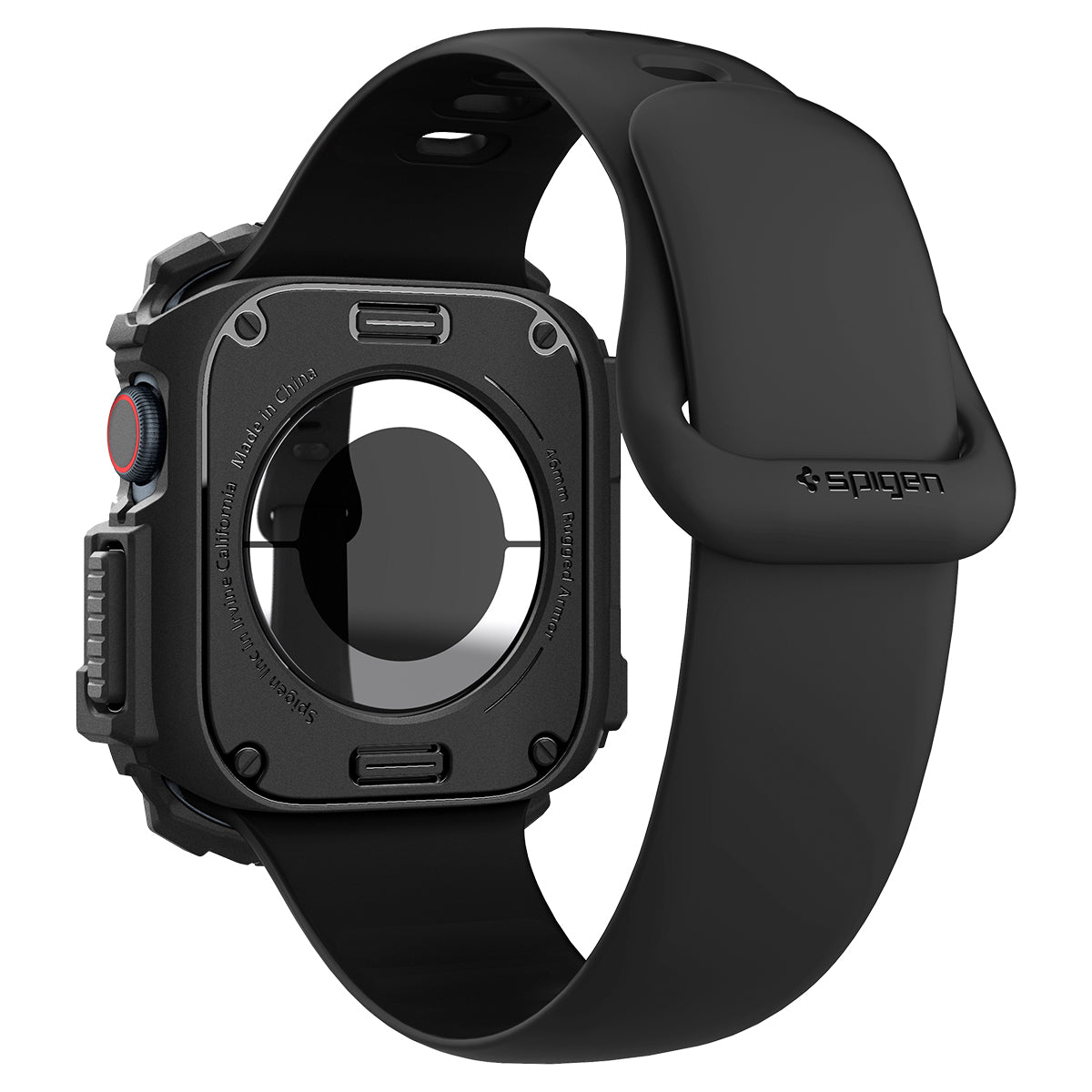 Schutzhülle für Apple Watch 10 46 mm, Spigen Rugged Armor, Schwarz