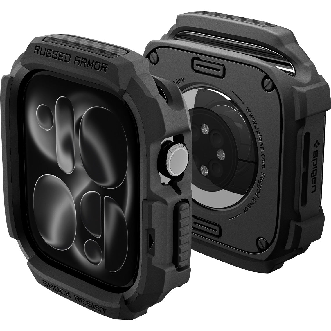 Schutzhülle für Apple Watch Series 12 42mm, Spigen Rugged Armor, Schwarz (1/11)