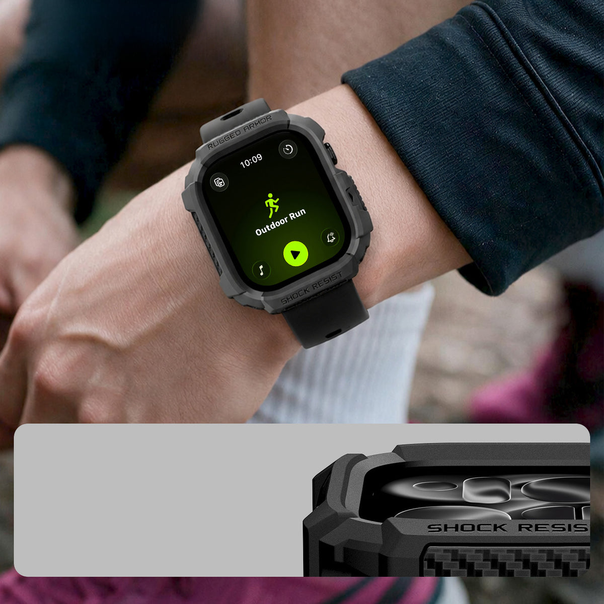 Schutzhülle für Apple Watch Series 12 46mm, Spigen Rugged Armor, Schwarz (5/11)