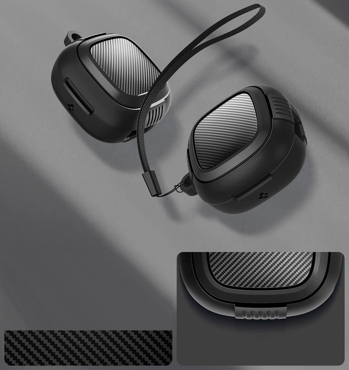 Hülle mit Handschlaufe für Spigen SA-TW P20, Spigen Rugged Armor, Schwarz