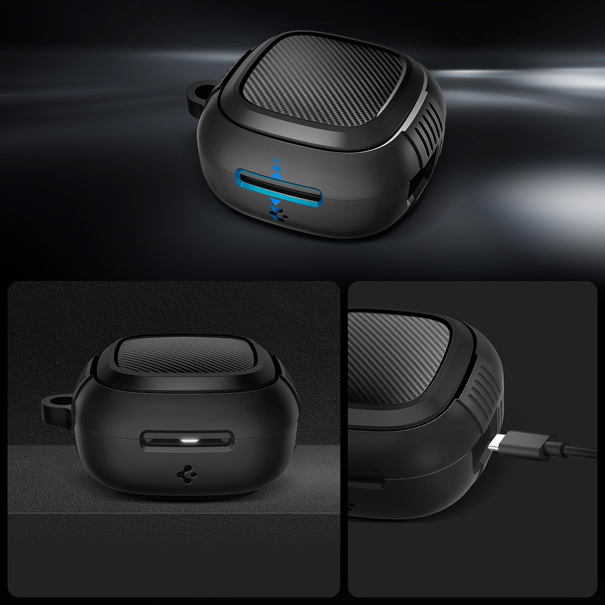 Hülle mit Handschlaufe für Spigen SA-TW P20, Spigen Rugged Armor, Schwarz