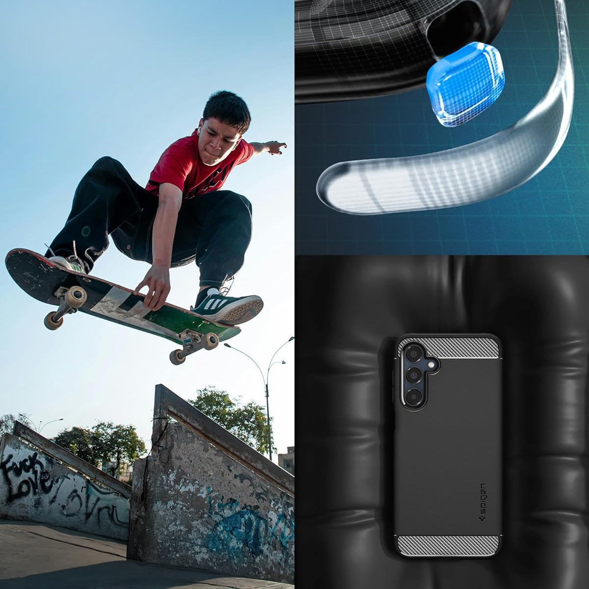 Handyhülle für Galaxy A16 4G / 5G, Spigen Rugged Armor, Schwarz