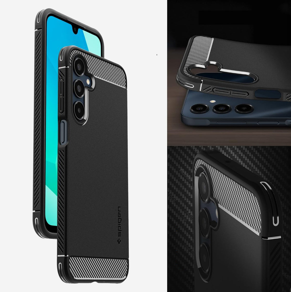 Handyhülle für Galaxy A16 4G / 5G, Spigen Rugged Armor, Schwarz