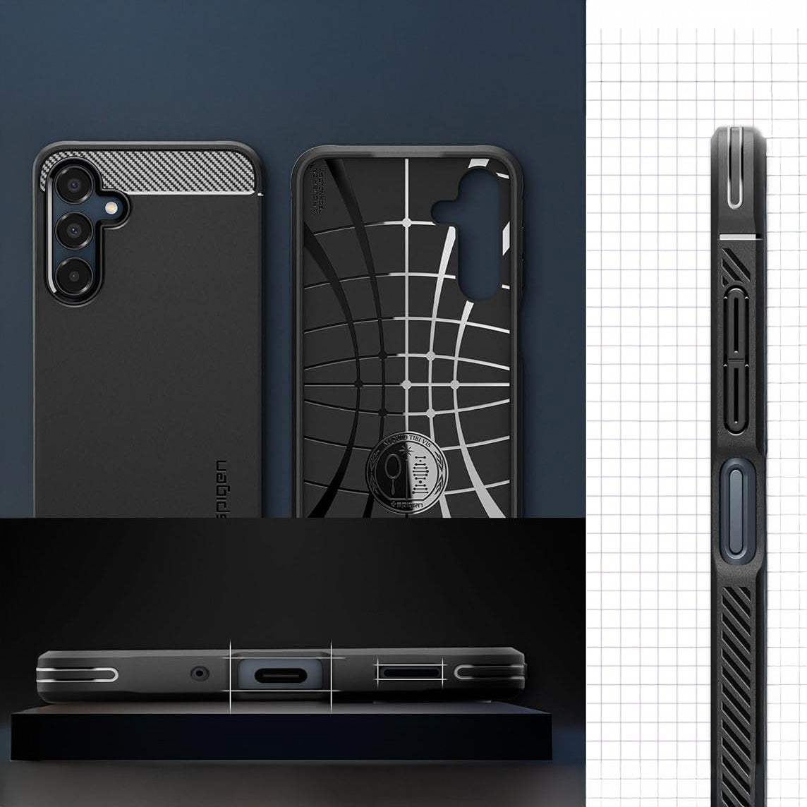 Handyhülle für Galaxy A16 4G / 5G, Spigen Rugged Armor, Schwarz