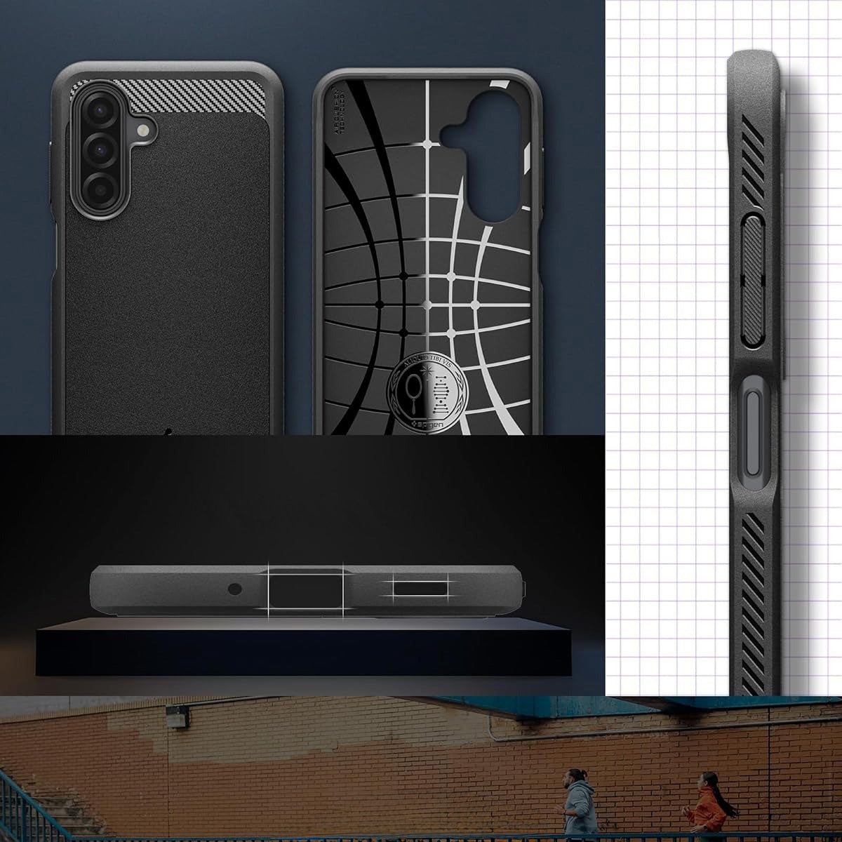 Handyhülle für Galaxy A17 4G / 5G, Spigen Rugged Armor, Schwarz