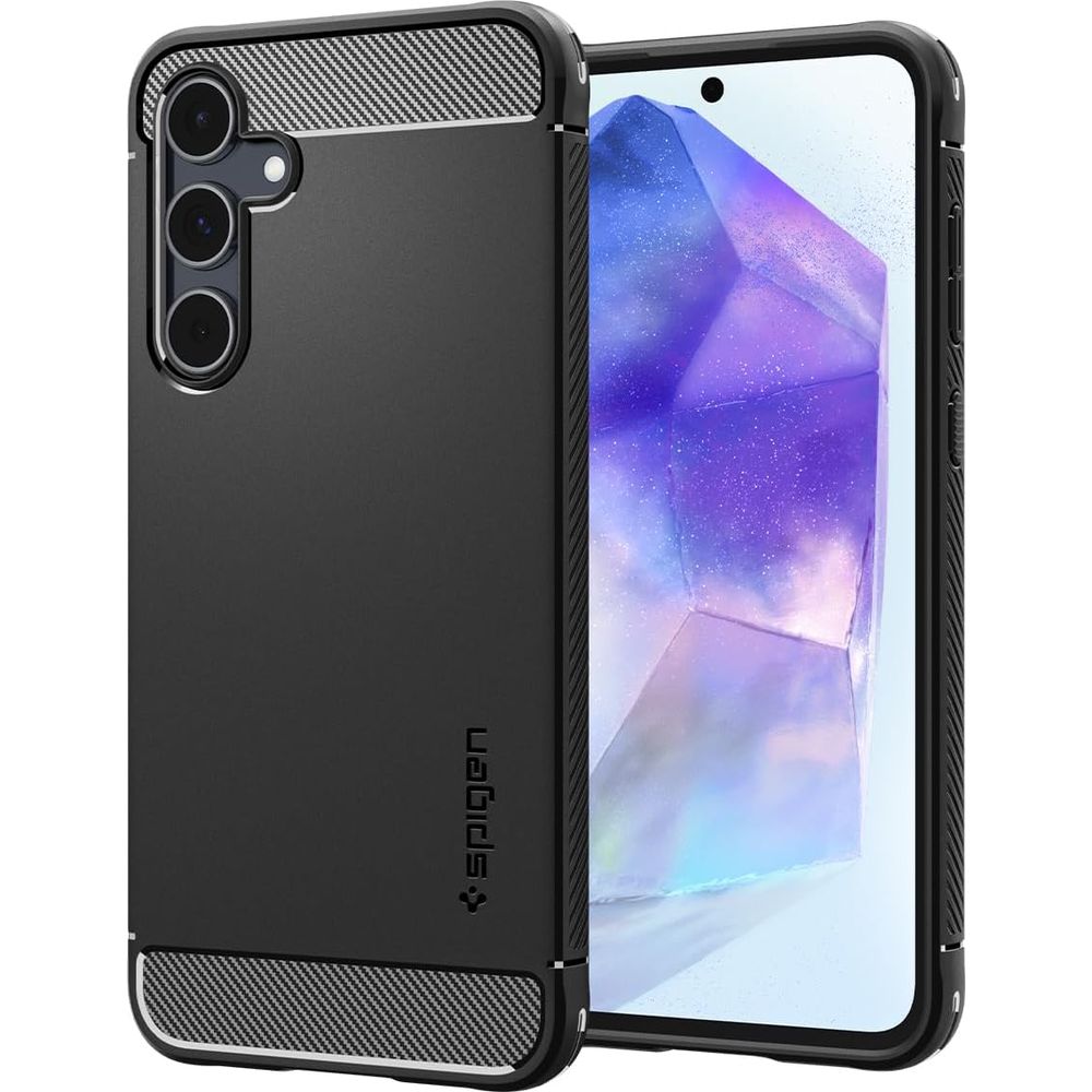 Schutzhülle für Galaxy A55 5G, Spigen Rugged Armor, Schwarz